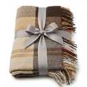 Throw Blanket Cozy Soft Tartan Checked Fringe Earth-Tone Blanket 50x60 Inches, for Couch, Sofa and Bed, Warm Lightweight Coffee Brown Travel Fringe Throw