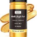 Nicpro Acrylic Paint Metallic Gold, 33.8oz/1000ml Large Gold Leaf Paint, Non Toxic, Non Fading for Art Painting, Handcrafts, Ideal for Multi-surface, Canvas, Wood, Clay, Fabric, Metal, Furniture