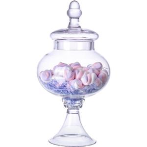 Stella Baic Hand-Blown Glass Apothecary Jar with Lid, Minimalist Style, Decorative Jar, Clear Glass Candy Jar, Height: 12.6", Diameter: 6.5