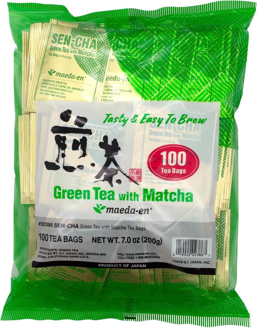 Authentic Maeda-en Japanese Sencha Green Tea - 100 Foil-Wrapped Tea Bags
 (EXP 11/11/26)