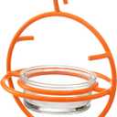 Monarch Abode Hanging Bird Feeder for Outdoors Hanging Oriole Birdfeeder with Clear Glass Bowl and Orange Metal Perch & Prongs, Decorative Wild Bird Feeder for Outside Garden Patio Deck Yard