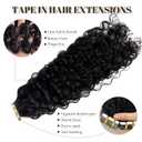 Water Wave Tape in Hair Extensions Human Hair, Natural Black Hair Extensions Real Remy Human Hair Tape in Extension for Black Women, 22 Inch 100g/pack 40 pcs Double Sided Invisible Tape Hair