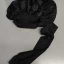 Silk Bonnet for Sleeping Women, Ajustable Hair Bonnet for Curly Hair with Tie Band Shower Caps BlackLarge