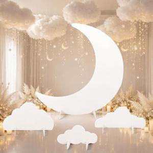 4 Pcs Large Moon Party Decoration 35 Inch Moon Standup Cardboard Cutout Starry Night Backdrop Photo Booth Props for Movie Night Awards Wedding Birthday Homecomings