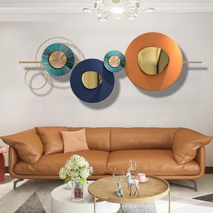 Metal Geometric Round Wall Art Abstract Metal Wall Decor for Living Room, 3D Modern Orange Circle Large Wall Art Circular Wall Decor Hanging Wall Sculptures Artwork for Outdoor Bedroom (Orange) (Orange)