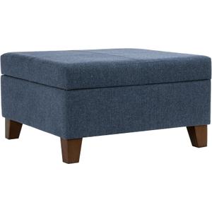 HomePop Harper Luxury 28" Storage Ottoman - Blue Woven Fabric