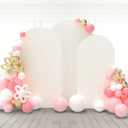 Babenest Ivory Wedding Arch Cover Set of 3, Spandex Fitted Arch Backdrop Cover for Photo, Round Top Chiara Stand Cover for Party Birthday Baby Shower Background Decoration6.6FT/7.2FT/8FT