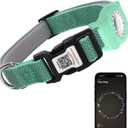 WhoseID Reflective Dog Collar with AirTag Holder,Adjustable Dog Collar with Neoprene Padded & Anti-Lost QR Code Buckle (Green, Small)