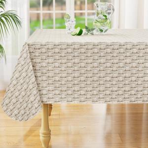 misaya Rectangle Waterproof Vinyl Table Cloth, Wipeable Tablecloth with Flannel Backing, Plastic Table Cover for Dinner, Picnic, Indoor and Outdoor (Weave, 60" x 84")