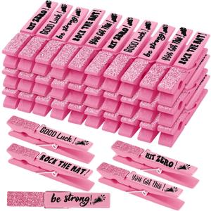 Kigeli 30 Pcs Spirit Clips Cheer Pins Cheerleader Gifts Clothes Pins for Backpacks Competition Glittered for Team Cheer Gifts Stuff Supplies Party Favors Accessories Bulk(Light Pink,Shiny)