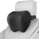 Crofy 2-Pack Car Neck Pillow, Softness Car Headrest Pillow for Driving with Adjustable Strap, 100% Memory Foam and Breathable Removable Cover, Comfortable Ergonomic Design, 4.7 Inches Thick (Black)