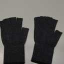 Merino Wool Fingerless Gloves for Men Women Half Finger Gloves Thermal Soft Knit Liner for Hunting Fishing Hiking (Small-Medium, Black Gray)