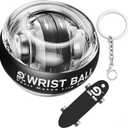 Wrist Trainer Ball Auto-Start Gyroscopic Forearm Exerciser Gyro Ball for Strengthen Arms, Fingers, Bones and Muscles（Black Wrist Ball (No LED)）