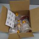 Kajaia 12 Pcs Christmas Booze Balls Xmas Fillable Tree Ornaments with Buffalo Plaid Ribbon Stickers Clear Plastic Ornaments Pendant for Holiday Party(Assort Style,50ml)