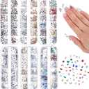 6 Boxes/72Gird 6000pcs Colorful Nail Art Rhinestones Charms, 3D Multi Shape Flatback Nail Jewels, Mini Nail Gem for Nails Art Design Heart Star Flower Nail Diamonds, Women Manicure Crafts DIY