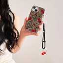 Cute Cherry Phone Case for iPhone 14/13, Red Cherries | Trendy Cheetah Print,Glitter Bling Aesthetic Leopard,Soft Slim Protective Cover for iPhone 13/14 6.1'' Girl Women