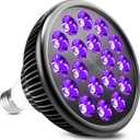 KINGBO Black Light Bulb, 36W LED Blacklight Bulbs E26 PAR38 Glow in The Dark, 395nm LEDs for Blacklight Party, Fluorescent Art, DJ Dance Party, Holiday Decorations, Acrylic Pouring Light (1 Count (Pack of 1))
