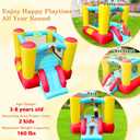 WELLFUNTIME Inflatable Bouncy Castle & Bounce House Slide, Kids Jumping Castle with Blower, 100x77x63 Inch