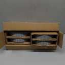 famiware Star 7.5" Pasta Bowls Set, Salad Bowl Set of 4, Double Reactive Glaze, Stackable, Ideal for Your Friend for Housewarming, Festivals, Smoky Blue