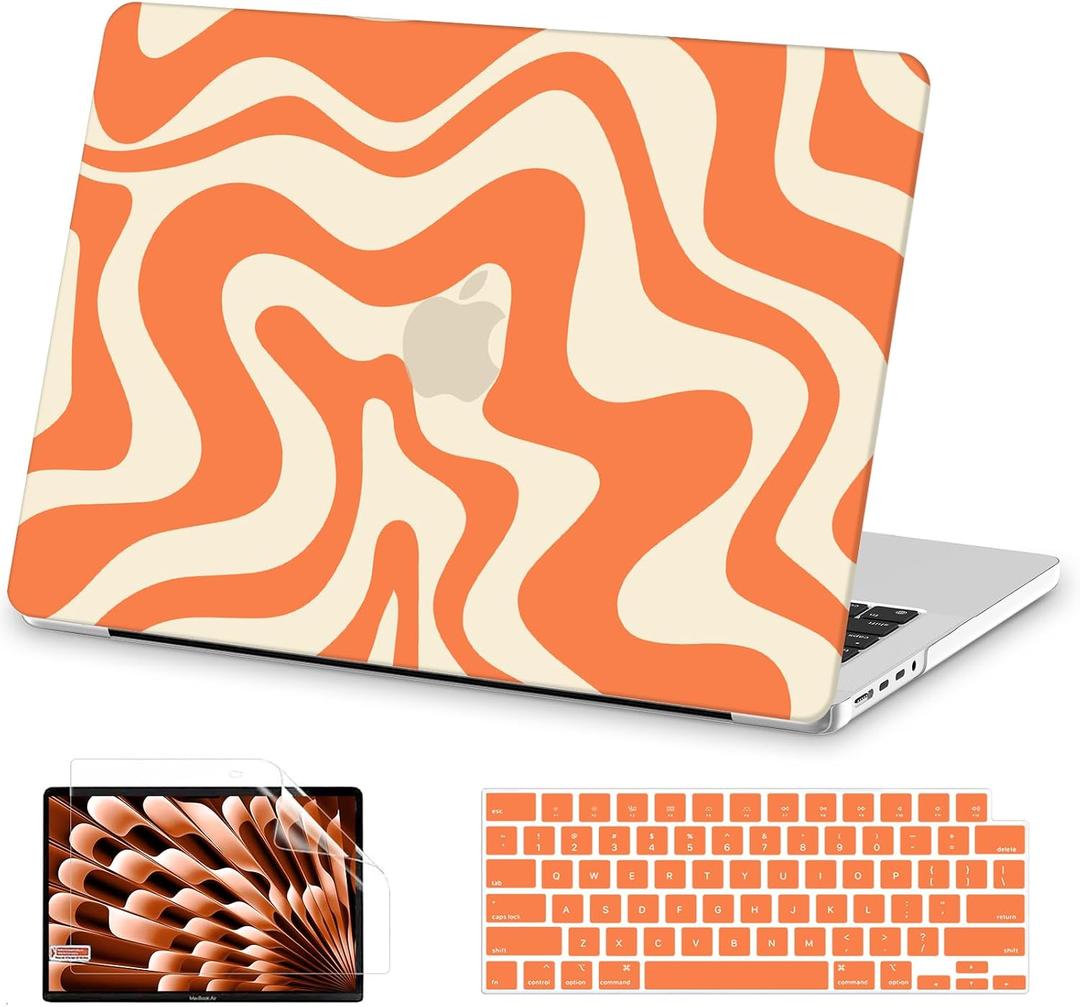 AKIT Compatible with MacBook Pro 14 inch Case 2026-2021 M5-M1 Pro/Max A3427 A3426 A3434 A3112 A3185 A3401 A2918 A2992 A2779 A2442, Unique Pattern Protective Hard Shell Laptop Case Cover, Orange Wave