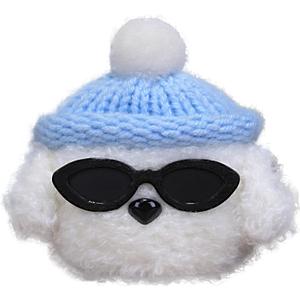 Plush Case Cover Compatible with Apple Airpods 4 Handmade Knitted Cartoon Creative Funny Cute Earbuds Headphone Cases (MJ-BG+Sky Blue,for Airpods 4)