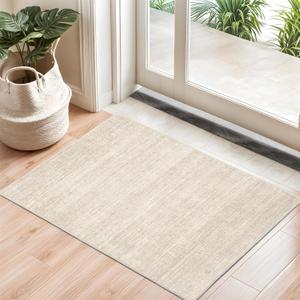 Valenrug Washable Rugs 2x3 - Stain Resistant 2x3 Entryway Area Rugs for Living Room, Non Slip Backing Large Area Rugs for Bedroom, Folable Door Mat (2'x3', Beige)