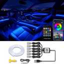 Car LED Strip Lights, USB Interior Ambient Lighting Kits with Wireless APP and RF Remote Control, 16 Million Colors Music Mode Car Decoration Lights with 315 inches 3.0mm Fiber Optic (6 in 1)