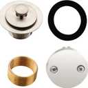 Brushed Nickel Tub Drain Lift &Turn Tub Trim Set with Two-Hole Overflow Faceplate Conversion Kit Assembly, Hidrop Bathtub Drain Replacement Trim Kit and Universal Fine/Coarse Thread