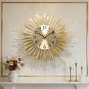 Large Wall Clock, Gold Mid Century Wall Clock for Living Room Decor | 23" Non-Ticking Wall Clocks for Living Room Decor,Battery Operated Wall Clock for Bedroom&Living Room, 23inch-normal
