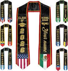 Fihevur Panama Graduation Stole Class of 2026 with Gold Glitter Trim, First Generation Sash for Unisex Adult 75" Long