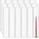 18 Pcs Hurricane Candle Holder Sleeve, H:16" D:3" Bottomless Glass Cylinder Candleholder Tall Clear Glass Cylinder Open Both Ends, Chimney Tube Cover, Open Ended Candle Shade