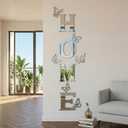 Home Wall Decor Signs Letters 10PCS Acrylic Mirror Stickers Family House Decorations for Living Room Bedroom Dining Home Modern Decoracion de Pared para Sala,Silver 59x21 Inch