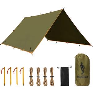 FREE SOLDIER Camping Tarp Waterproof Portable Multifunctional Outdoor Camping Traveling Awning Backpacking Shelter Rain Tarp (Brown 1313ft)