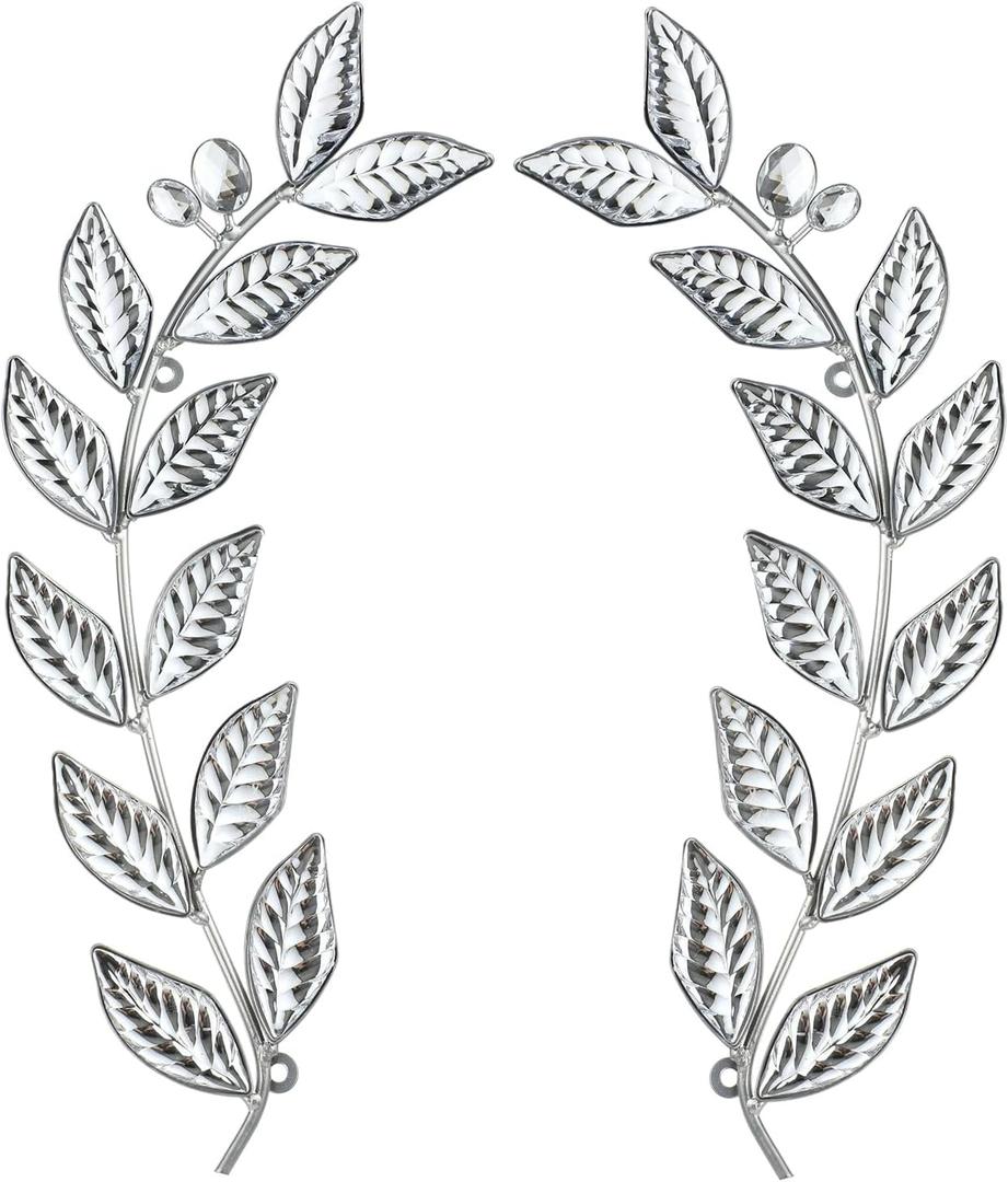 Knitgrip 2 Pcs Silver Metal Leaf Wall Decor Modern Minimalist Leaf Wall Art Bling Home Decoration Classic Hanging Tree Branch Wall Sculptures for Home Living Room Bedroom Bathroom