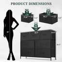 7-Drawer Dresser for Bedroom, Anti-Tip Wide Storage Organizer Fabric Chest of Drawers TV Stand for 45" TV with Wooden Top and Metal Frame for Closet, Living Room, Hallway, Entryway, Black