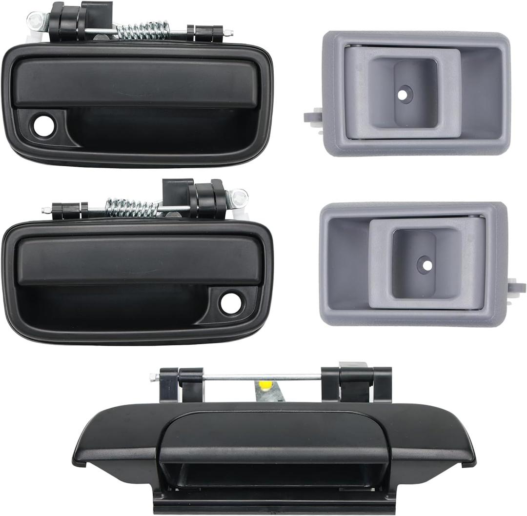 5-Piece Inside Interior& Exterior Door Handle Set Fit for 1995-2004 Tacoma 2.4L 2.7L 3.4L 69220-35020 69210-35020 6922035020 6921035020 (Black&Light Gray)