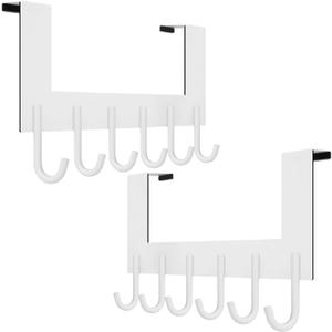 WEBI Over The Door Hook for Hanging Door Hanger:Over The Door Towel Rack,Door Coat Hanger Over The Door Coat Rack for Towels,Clothes,Behind Back of Bathroom,White,2 Packs