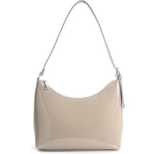 HOXIS Minimalist Faux Patent Leather Shoulder Bag Shiny Women Purse Y2K Style (Nude)