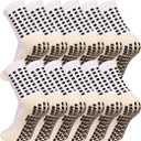 Ultrafun 5 Pairs Striped Crew Socks Cotton Cushioned Athletic Sports Running Socks for Men Women Teens (Medium, Black)