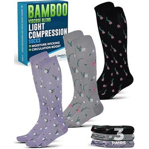 Doctor's Select Bamboo Viscose Light Compression Socks for Women & Men - 3 Pairs, 8-15 mmHg Compression Socks, Knee High