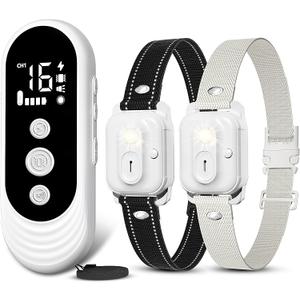 Dog Shock Collar 2 Dogs, 3300ft Dog Training Collar with Remote, IPX7 Waterproof Rechargeable Sleek Modern for All Dogs with Beep, Vibration, Safety Shock, Light Mode, 8-120 lbs NF