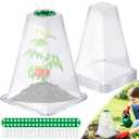 20 Pack Garden Cloches for Plants,9.4" H X 7.8" D Reusable Bell Plant Protector with 40 Ground Stakes and Rotary Vent Cover,Plant Covers Freeze Protection from Animals Snails Birds Chickens (White)