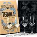 Tequila Tasting and Sipping Glasses | Tequila Glassware Collection | Set of 4 | 5.5 oz Crystal Snifter Copitas for Drinking Blanco, Reposado, Anejo Tequilas | Liquor and Spirits Sippers