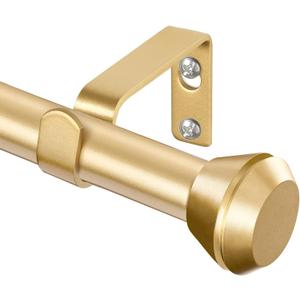 Gold Curtain Rod 32 to 58 Inch, HOTOZON 3/4 Inch Heavy Duty Curtain Rods for Windows, Decorative Single Drapery Rod with Diamond Finials (32-58")