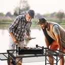 WildFinder Folding Table with 2 Wing Panels, 3x2 FT Camping Table with Mesh Desktop,Height Adjustable Folding Grill Table with Mesh Bag,Portable Outdoor Table for Picnic,Camping,BBQ,Beach(Black)