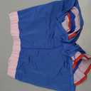 Fisoew Women Athletic Shorts 2 in 1 Running High Split Color Block Workout Yoga Mesh Shorts Pocket Drawstring (Blue, M)