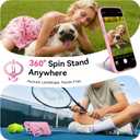 360 Spin Magnetic Stand for iPhone 17 Pro Case, Fit for MagSafe, All Around 4X Military-Grade Protection, Full Camera Protection,Anti-Slip Slim Phone Case for iPhone 17 Pro 6.3", Chalk Pink