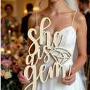 Wooden She's a Gem Sign with Diamond Design, Wedding Proposal Photo Prop,Engagement Party Decorations Wall Decor,Bachelorette Party Decor, Bridal Shower Party Backdrop Decor