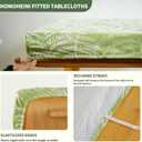 Rectangle Picnic Table Cloth, Elastic Waterproof Fitted Vinyl Tablecloths for 4 Foot Tables, Wipeable Flannel Backed Table Covers for Dining, Camping, Outdoor(Green Leaves,30"x48")