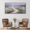 KLAKLA Bedroom Decor Wall Art Blue Beach Picture Ocean Theme Flower Canvas Print Modern Coastal Seascape Painting Framed Seaside Artwork Floral Daisy for Home Sea Lake Living Room 20x40 Inch